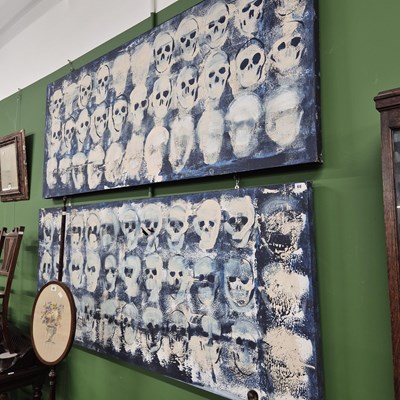 Lot 68 - A pair of large oil on canvas modern art works....