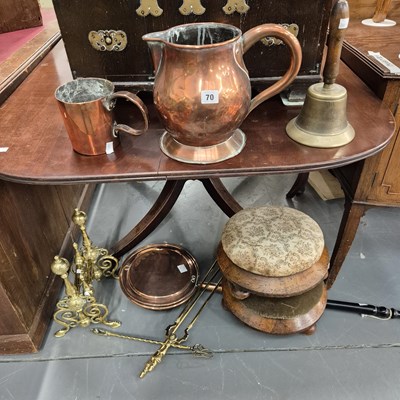 Lot 70 - Various copper and brasswares and two...