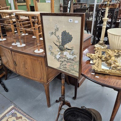 Lot 73 - An antique pole screen with painted panel. H...