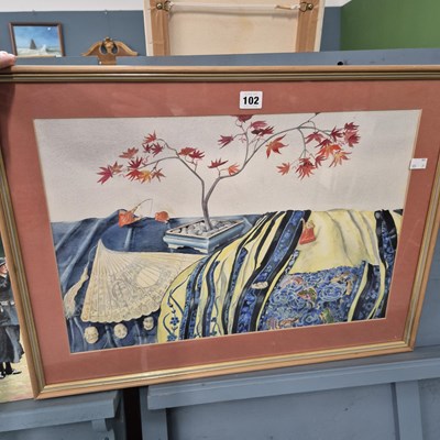 Lot 102 - An interesting watercolour, still life with...