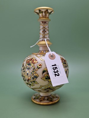 Lot 1532 - A Mughal style marble hookah pipe base gold...