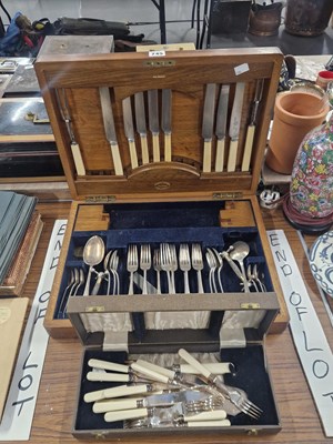 Lot 745 - An oak canteen of electroplate cutlery...