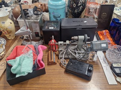 Lot 747 - A watchmaker's table top lathe, an ultrasonic...