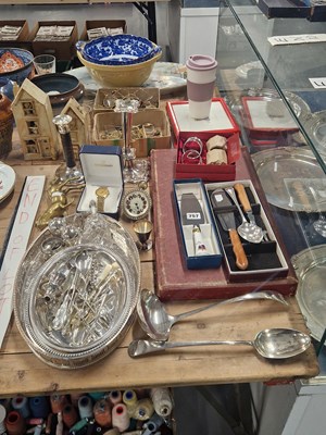 Lot 757 - A silver mounted candlestick, electroplate...