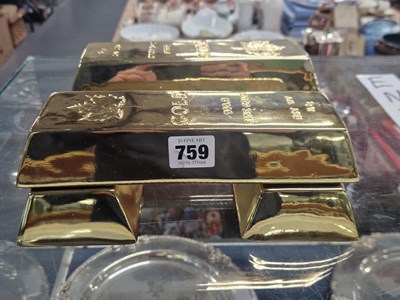 Lot 759 - Four reproduction gold bullion bars