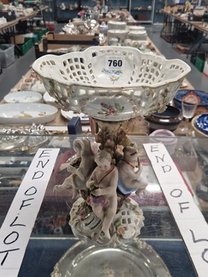 Lot 760 - A Sitzendorf porcelain comport supported by...