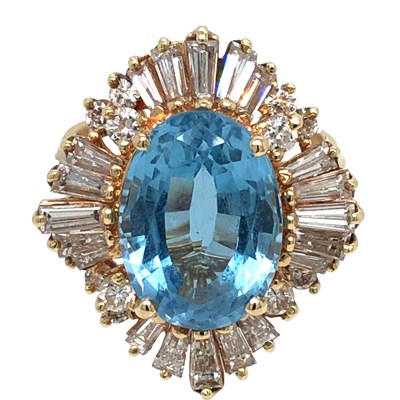 Lot 1046 - A 14ct yellow gold ballerina-style cluster...