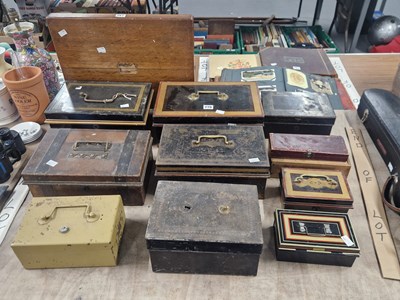 Lot 775 - Nine metal cash or strong boxes together with...