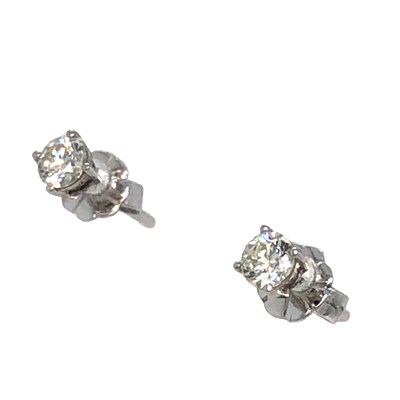 Lot 1041 - A Pair of 4-claw set diamond solitaire stud...