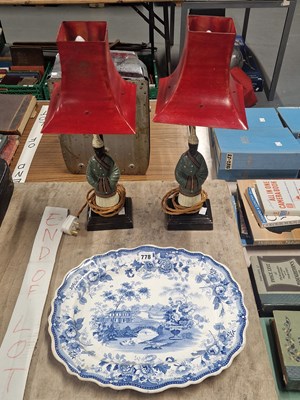 Lot 778 - A pair of Nubian figural table lamps together...