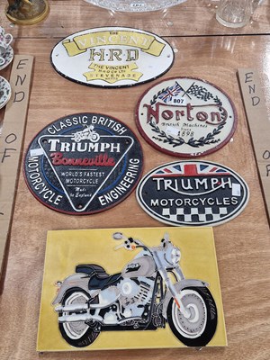 Lot 807 - Four iron motorbike advertising plaques for...