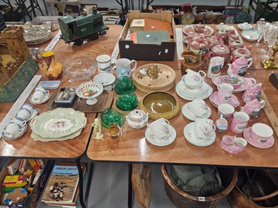Lot 819 - German pink ground porcelain souvenir tea...