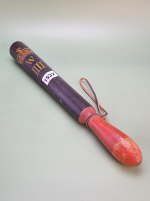 Lot 1537 - A William III truncheon, the black ground...