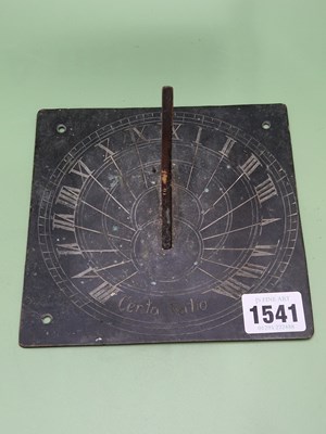 Lot 1541 - A copper sundial inscribed 'Certa Ratio', the...
