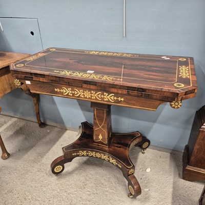 Lot 1575 - A 19th century brass inlaid rosewood swivel...