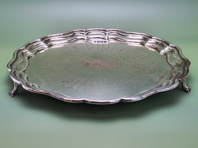 Lot 1609 - A 1939 presentation tripod waiter bearing...