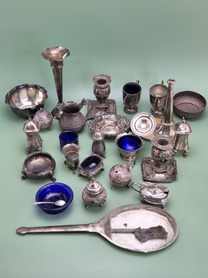 Lot 1622 - Miscellaneous silver: cruets, a pair of dwarf...