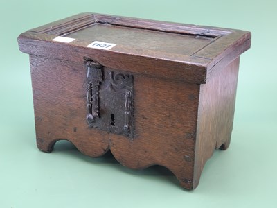 Lot 1637 - An 18th century oak miniature coffer, the...