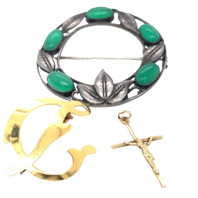 Lot 1009 - A vintage stylised anchor brooch, unhallmarked,...