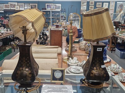 Lot 845 - A pair of decorated metal square-section...