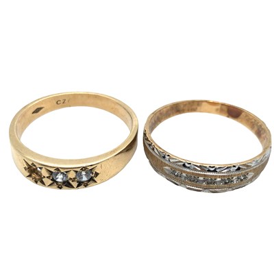 Lot 1026 - A 9ct hallmarked gold cz set ring, an...