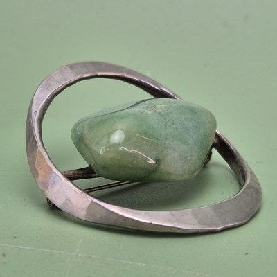 Lot 1050 - A Norwegian silver and hardstone brooch,...