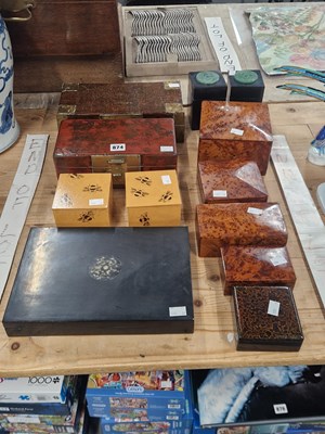 Lot 874 - Three Chinese green stone roundel topped boxes,...