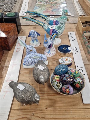 Lot 875 - A pair of Herend pheasants, three other Herend...