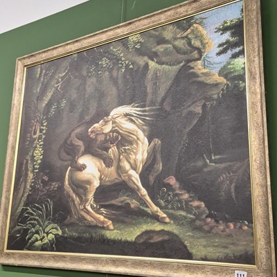Lot 111 - After George Stubbs, a large print on canvas....