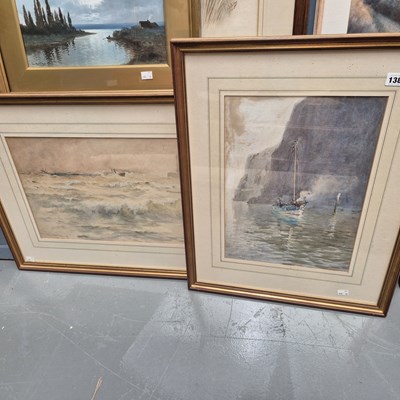 Lot 138 - Nelson Dawson (1860-1941) Fishing boat below...