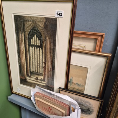 Lot 142 - Watercolours, etchings, stereoscopic view...