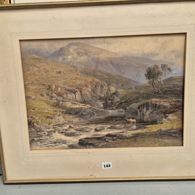 Lot 144 - Fripp (c.1864) watercolour, stag by a highland...