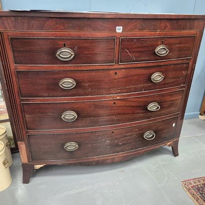 Lot 161 - A mahogany chest of drawers. H 105 W 123 D 59cm.