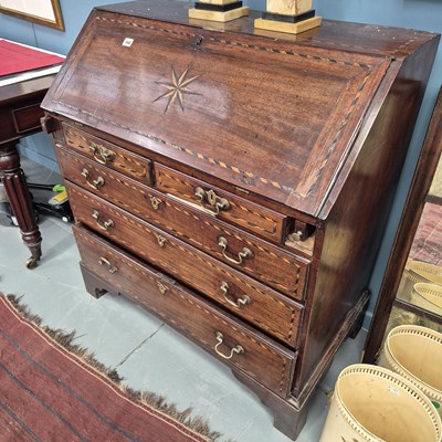 Lot 166 - A Georgain mahogany bureau. H101 W 91 D 51cm.