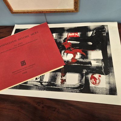 Lot 171 - A large screen print and folio of six maps.