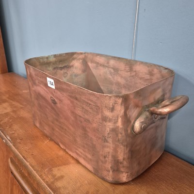 Lot 184 - A large, deep copper cooking pan. H 22 W 52...
