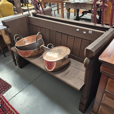 Lot 206 - A pair of antique pews. H 87 W 134 D 47cm.