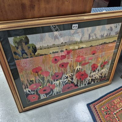 Lot 213 - A needlepoint scene of a poppy field. 62 x 79cm