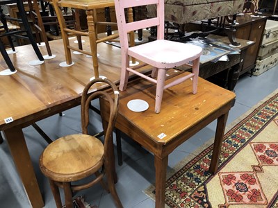 Lot 264A - A pine school desk, a painted child's chair,...