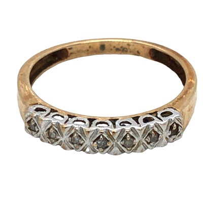 Lot 1057 - A 9ct hallmarked gold diamond set half...