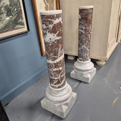 Lot 232 - A pair of marble display columns. H 60cm W 18...