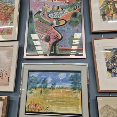 Lot 233 - An impressionist type oil painting and a large...