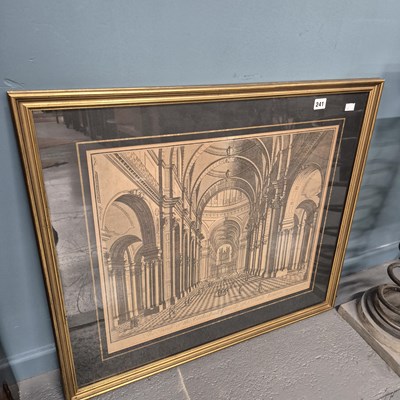 Lot 241 - A large engraving, cathedral interior. 48 x 57cm