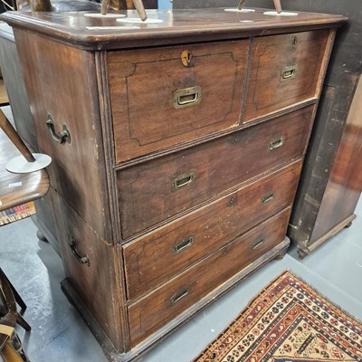 Lot 244 - A 19th-century inlaid Camphor wood two-part...