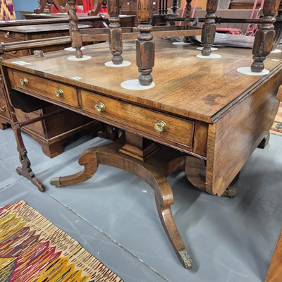 Lot 266 - A Regency mahogany sofa table. H 79 W 103 D 70cm.