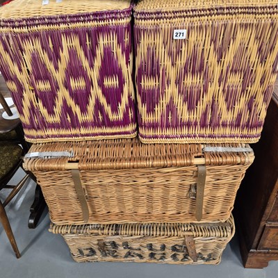 Lot 271 - Various wicker and straw baskets etc.