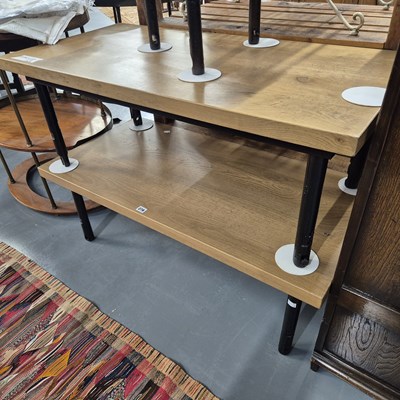 Lot 278 - A pair of oak topped coffee tables, the frame...