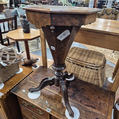 Lot 284 - A Victorian trumpet work table/sewing box. H 70cm