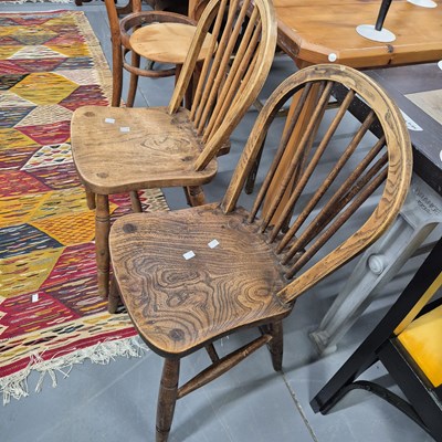 Lot 293 - A set of four hoopback kitchen chairs and an...