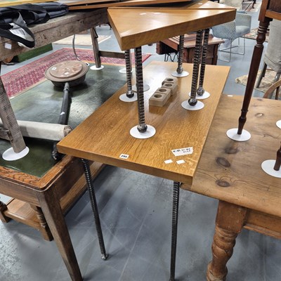 Lot 295 - An oak topped side table, the frame remade...